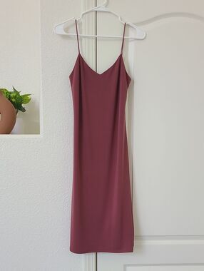 Express NEW Mauve pink Spaghetti Strap Midi Slip Dress Small A Line Slim V Neck